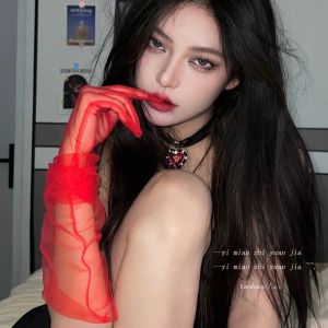 Beautiful and elegant sheer gloves transparent and colorful perfect for brides weddings performances and formal occasions