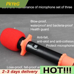 PkYeG Microphone Anti-Roll Anti Skid Case with Microphone Sponge Cover Set Mic Protection Silicone Ring Bottom Rod Sleeve Holder