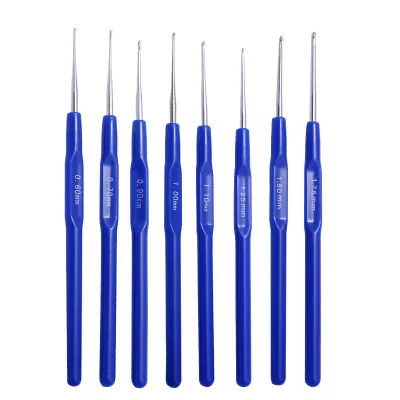 8Pcs 0.6mm-1.75mm Crochet Hooks Set Stitches Handle Knitting Needles Weaving Embroidery Handicraft Sewing Weave Tools Accessories