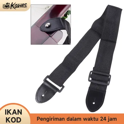 KAWES Adjustable 75-120cm Electric Acoustic Bass Guitar Strap PU Leather Nylon Multifungsi Hitam Tali Gitar Folk Berguna