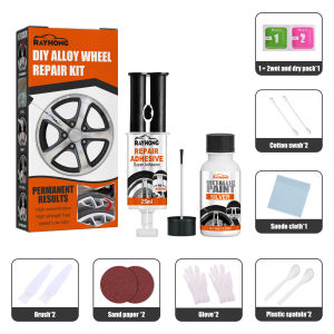 Rayhong DIY Alloy Wheel Repair Kit Wheel Scratch Repair Kit Rim Scratch Repair For Damage On Alloy And Steel Wheels Auto Rim Dent Wheel Scratch Repair Kit Kit Car DIY Alloy Wheel Repair Adhesive Kit General Purpose Black Paint Fix Tool For Car