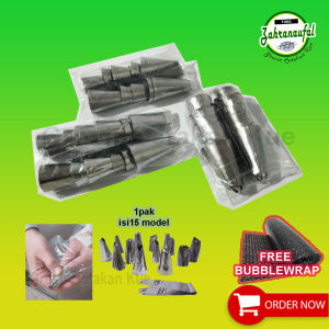 PROMO ISI 14 BIJI - SPUIT LOKAL BUNGKUS MIKA | DEKORASI KUE | SEMPRET SEDANG BAHAN STAINLESS STEEL