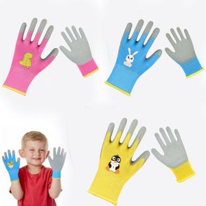 DECALI Non-Slip Kid Gardening Gloves Durable Breathable Children Protective Glove Cartoon Animal Pattern Garden Work Gloves Home
