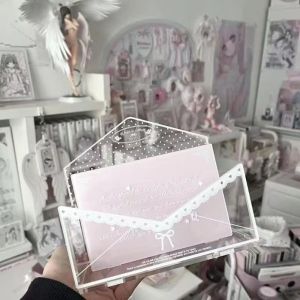 MUSCLEX Chấm bi Hộp đựng đồ Acrylic Dòng Phong Bì Giá trưng bày để bàn Ins Đa năng Giá để đồ