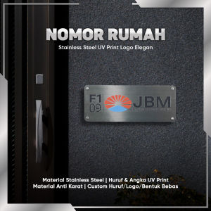 Nomor rumah Stainless Steel UV Printing Dengan LOGO Simple Elegant