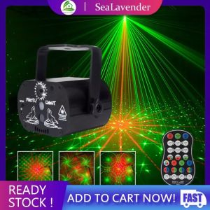 Woodify Original Mini Red & Green Laser Light DJ Disco Stage Party Lights Sound Activated LED Projector Time Function with Remote Control for Christmas Halloween Birthday Wedding Decorations Gift