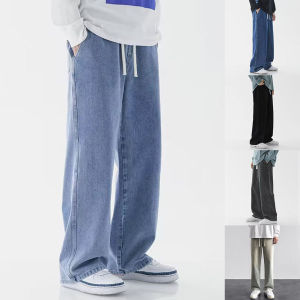 【Hàng có sẵn】 1 chiếc quần nam quần jeans màu đen dáng rộng thời trang dạo phố Quần bò ống suông Quần Thụng Quần Legging rộng