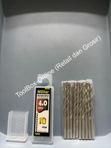 1 Kotak (10Pcs) Mata Bor Besi HSS MOLLAR 4 mm