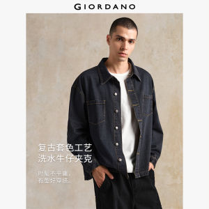 Giordano Men Double pockets wash denim jacket Free Shipping 18075826
