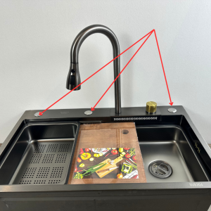 Chậu Rửa Bát 1 Hố Lớn Inox SUS304 Mạ Nano Có Vòi Rút Thác Nóng Lạnh Bồn Rửa Chén 1 Ngăn Lớn Có Vòi Rút Thác Xả Ngang 75x46 cm