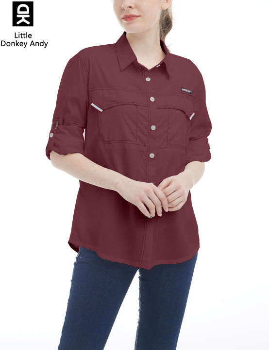 LittleDonkeyAndy Women's UPF 50+ UV Protection Shirt, Breathable Long  Sleeve Fishing Hiking Shirt, Air-Holes Tech