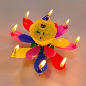 LILIN LOTUS ULANG TAHUN MUSIK MELODY TERATAI 8 LILIN DAN 14 LILIN KADO ULTAH PELENGKAP EVEN