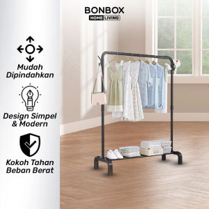 BON Homeliving - BONBOX Stand Hanger Gantungan Baju Berdiri Bahan Besi Tempat Gantung Baju Gawangan Baju Rak Baju Serbaguna Premium Quality BFS3502 BFS3503