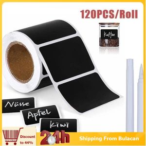 120Pcs/ Roll Labels Stickers with Pen Waterproof Blackboard Label Pantry Storage Stickers for Jars
