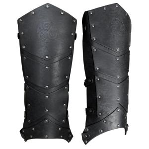 PU Leather Leg Armor Medieval Vintage Leg Gaiter Boots Cover for Historical Reenactments and Role Playing Knight Costume
