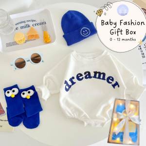 Baby Fashion Gift Box for Newborn and Baby 0 - 12 months Romper Short Socks Sunglasses Hat Baby Shower full month 100 days birthday gift set