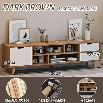 NAIJIA TV Cabinet 4FT/5FT/6FT Wooden TV Cabinet Almari Tv Rak Tv Kayu Kabinet TV TV Console Media Storage电视柜
