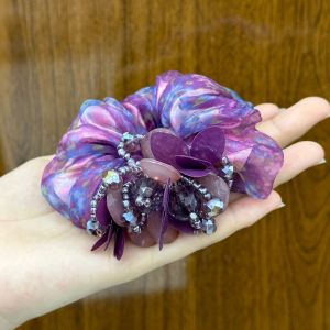 Ikat Rambut Scrunchie Korea Fashion Wanita Elegan Premium Motif Baru Bunga Mawar High Quality Impor