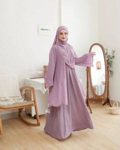Salma Abaya Cantik Anggun Bahan Ceruty Babydoll Aplikasi Payet Dress Kondangan Viral Kekinian