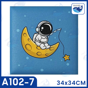 Paus Biru - Wallpaper Sticker Foam 3D Dinding Kamar Tidur Anak Foam Aesthetic Tahan Air Stiker Headboard Bed 34x34cm / 34x67cm Tebal 8mm