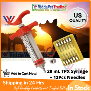 TPX 20mL Stainless Syringe With Needles Reusable Farm & Vet Tool for All Animal Types