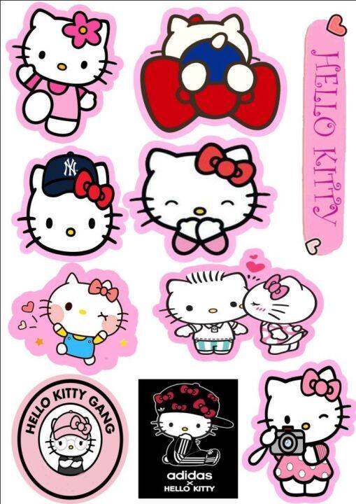 thai sticker #74 pink hello kitty waterproof non fading vinyl stickee