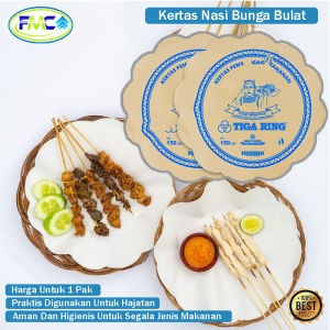 Kertas Nasi Coklat Motif Bulat Bunga Kembang Alas Piring Lidi Rotan 150 Sheets Kertas Bungkus Makanan Tahan Panas Bahan Tebal Murah Food Grade Kertas Nasi Sekali Pakai