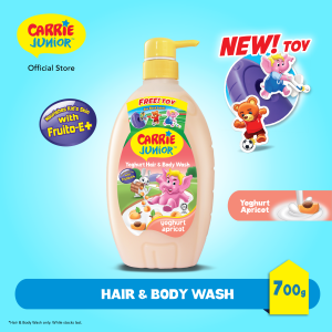 CARRIE JUNIOR Hair & Body Wash - Apricot Yoghurt (700g) [New Toy] Nourishing & Moisturising Skin |Kids Shower