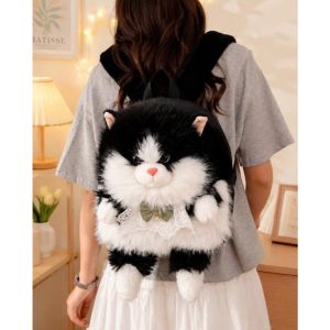 Balo Mèo Bông Lông Plush Cao Cấp Mini Hàn Quốc Đeo Đi Học Đi Chơi Chụp Ảnh Quà Tặng Dễ Thương Cho Nữ