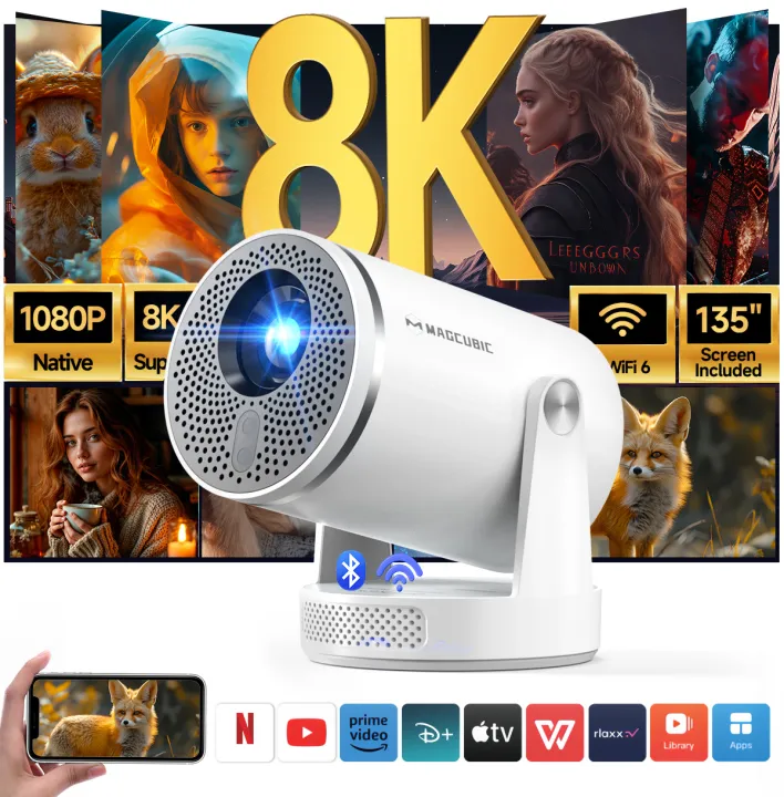 Magcubic HY320Pro Projector Android 14 Auto Focus 400ANSI 8K Support WiFi6 BT5.4 Voice Remote Control