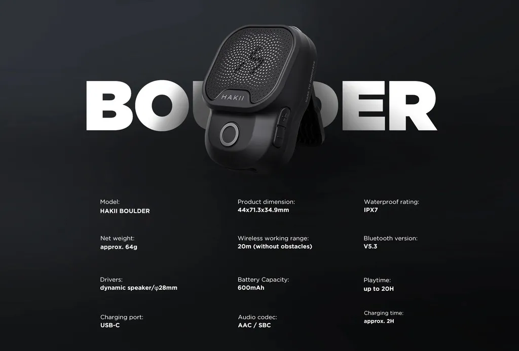 Havit Hakii Boulder Clip-On Portable Bluetooth Speaker description image 6