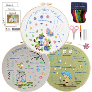 Embroidery Needlework for Beginner Cross Stitch DIY Starter Kit Set set of 3