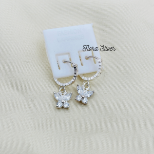 FLORA 0194B - Bông tai bạc ta hình bướm đá màu dành cho bé gái