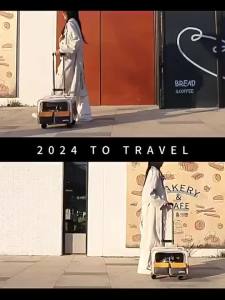 Trolley Bag Cat Bag with Wheels Portable Breathable Cat Dog Backpack Carrier Trolley Bag