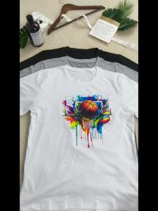 MenS Stylish Print T-Shirt Geometric Print Round Neck Short Sleeve  Comfortable Machine Washable All-Season Casual Wear