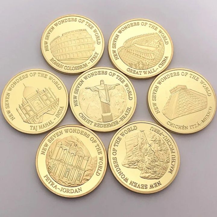 vepoty Souvenr Con 7pcs Seven Wonders of the World Commemoratve Con