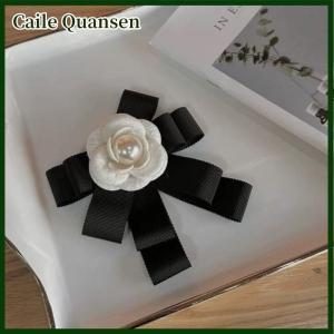 Caile French Vintage Fabric Art Bow Tie Brooches Camellia Flower Corsage Pins Shirt Collar Accessories Fashion Jewelry Gifts For Women