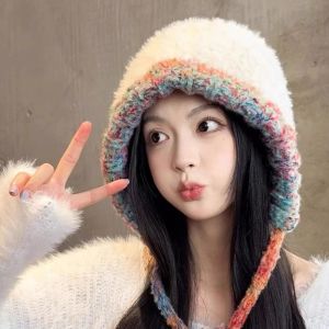 DRESSPLUS Soft Ear Protection Hat Windproof Korean Style Plush Pullover Hats Ski Caps Strap Knitted Warm Hat Autumn and Winter