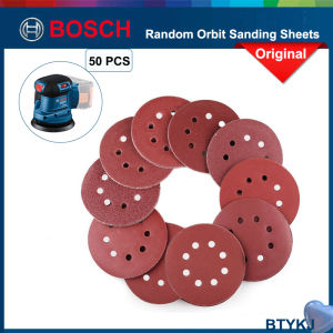 Bosch 50pcs 125mm Random Orbit Sanding Sheets Set 80-3000 Grit Sandpaper Hook And Loop Sanding Disc Polish For GEX 185-Li Accessories