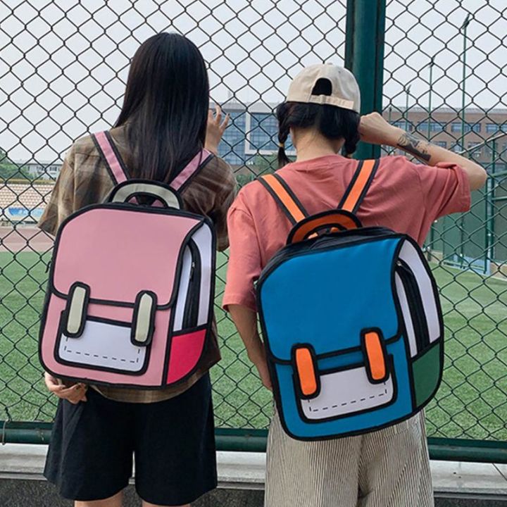 NEW Korean Fashion Unisex 2D Drawing Backpack Cute Cartoon School