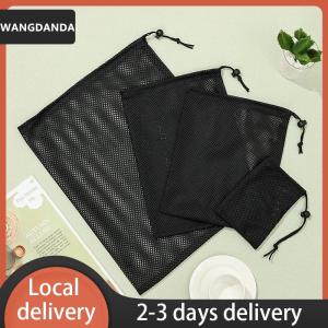 [COD] WANGDANDA Ship within 24 hours Black White Durable Mesh Drawstring Bag Storage Pouch Multi Purpose Home Travel Outdoor Activity Laundry Bag Stuff Sack