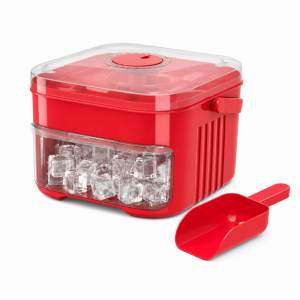 OOC Space-Saving Ice Cube Mold Reusable Large Capacity Ice Maker Easy Press With Ice Scoop Ice Cube Tray Freezer Storage