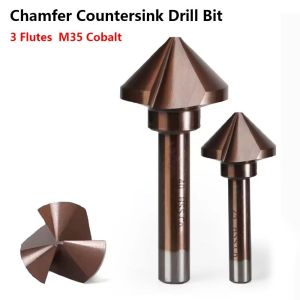 OWNNEW 1Pcs M35 Cobalt Chamfer Countersink Drill Bit 3 Flutes High Speed Steel Chamfering Cutter Durable 90 Degree Deburring Drill Bit for Metalworking CNC Woodworking Machine Tools