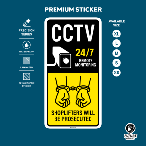 CCTV 24/7 Shoplifters will be Prosecuted. Sticker Sign Signage Notice Label. Thief No Stealing. Pencuri Akan Didakwa.
