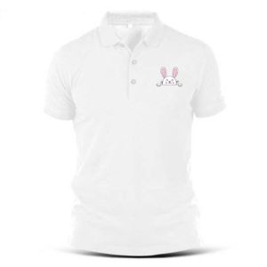 Embroidery Cute Rabbit Logo Design Regular Fit Collar T-Shirt