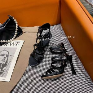 Sandal chiến binh gót nhọn 10p hàng QC cao cấp Fullbox sẵn màu đen trắng-Ana Quảng Châu-kèm video thật