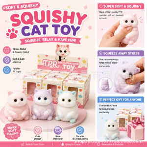 Realistic Cute Small Cat Stress Relief Squeeze Toy with Quick Rebound TPR Decompression toy