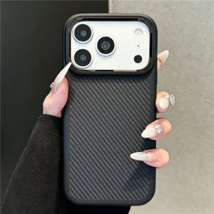 Contrast Color Matte Carbon Fiber Case For iPhone 18Pro 17Pro Max 17Pro Metal Lens Frame For Magsafe Hard Armor Cover