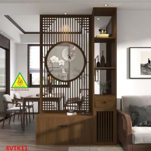 Vách ngăn phòng khách vách ngăn tủ kệ bằng gỗ 4VTK11 - Nội thất lắp ráp Viendong adv
