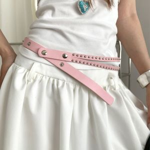 CYI47 PU Leather Rivet Belt Spicy Girl Gothic Studded Belts Fashion Metal Y2K Belt